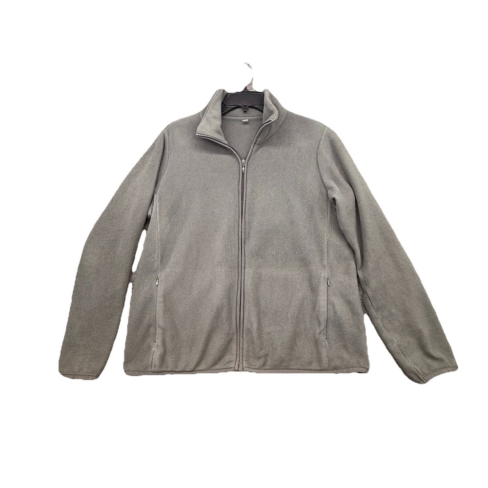 Uniqlo Jacket Womens Extra Large Gray Fleece Mock Neck Full Zip Pockets‎